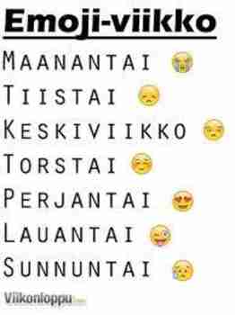 mejoni viikonpäivät