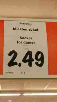 Miesten sukat naisille