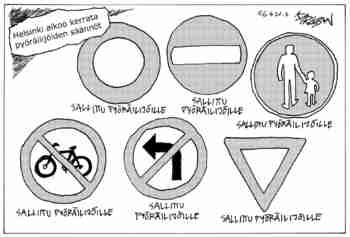 Pyöräilijät Helsingissä?