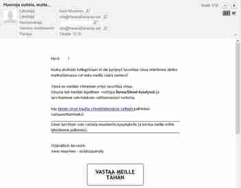 Onko muille tullut vastaavaa vai onko ihan kusetusta?