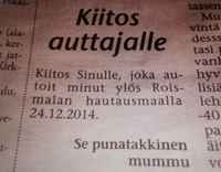 kiitos auttajalle