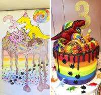 “When child asks for a rainbow dinosaur doughnut birthdaycake&am