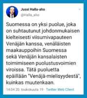 Jussi servaa Päitsin.