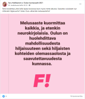 Oululainen feministiehdokas
