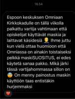 Espoossa palkattu vartija vahtimaan oppilaiden maskien käyttöä