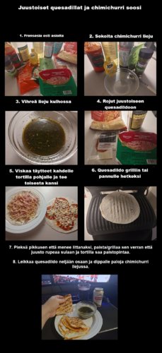 Juustoiset quesadildot ja vihreä lieju